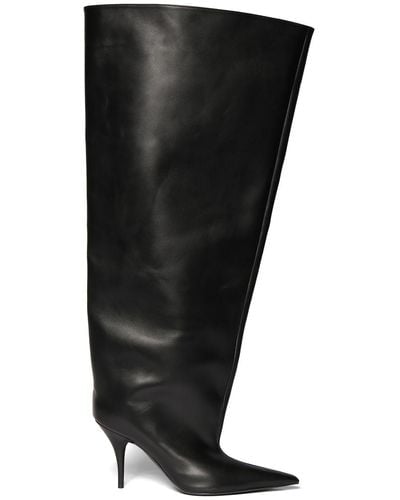 Balenciaga 110Mm Waders Leather Boots - Black