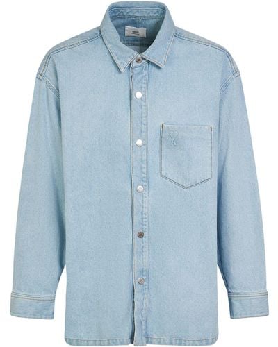Ami Paris Oversized Cotton Denim Overshirt - Blue