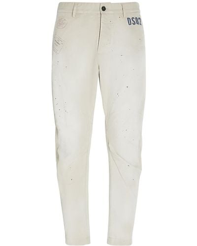 DSquared² Pantalon en coton à logo - Blanc