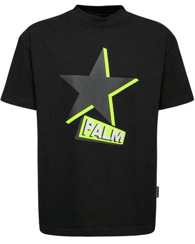 Palm Angels Bedrucktes T-shirt Aus Baumwolljersey "rockstar" - Schwarz