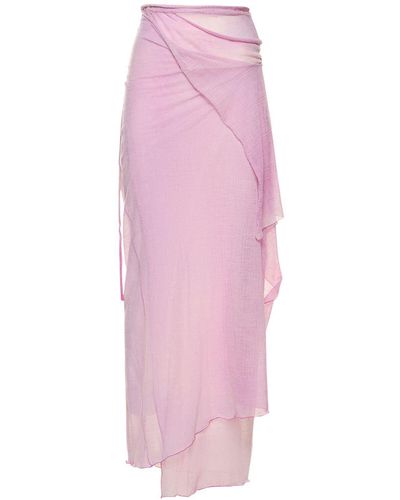 Acne Studios Printed Crepon Long Wrap Skirt - Pink