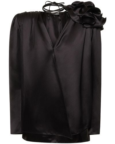 Magda Butrym Camisa de chifón de seda - Negro