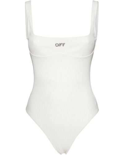 Off-White c/o Virgil Abloh Logo Ribbed One Piece Swimsuit - White