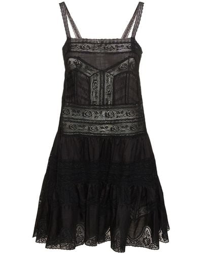 Zimmermann Halliday Cotton Lace Trim Mini Dress - Black