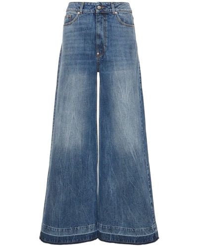 Stella McCartney Jeans anchos de talle alto - Azul