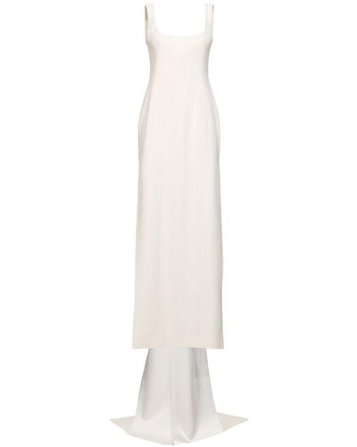 Galvan London Fiorentina Compact Crepe Long Dress - White