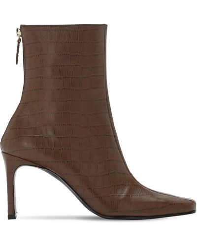 Reike Nen 80mm Croc Embossed Leather Ankle Boots - Brown