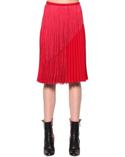 Marco De Vincenzo Fringed Pleated Cady Midi Skirt - Red