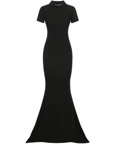 Balenciaga Cotton Jersey Long Dress - Black