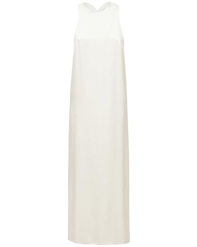 Loulou Studio Silk Satin Sleeveless Long Dress - White