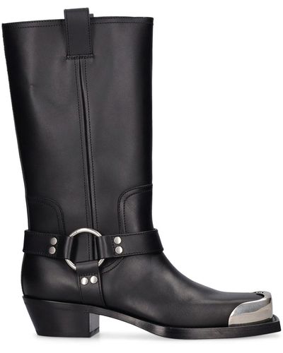 Gucci Opal Interlocking G Leather Cowboy Boots - Black
