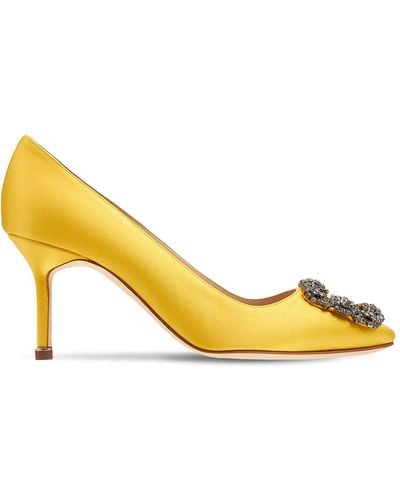 Manolo Blahnik Zapatos De Tacón De Satén 70mm - Amarillo
