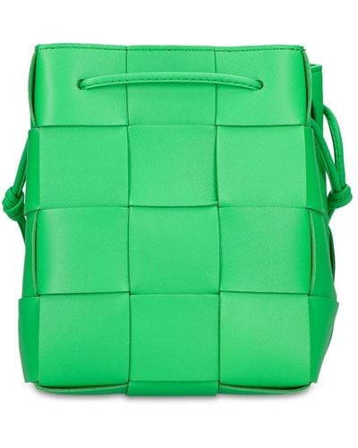 Bottega Veneta Small Cassette Leather Bucket Bag - Green
