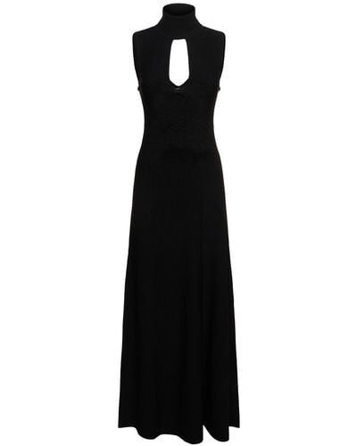 Victoria Beckham Cutout Front Viscose Blend Long Dress - Black