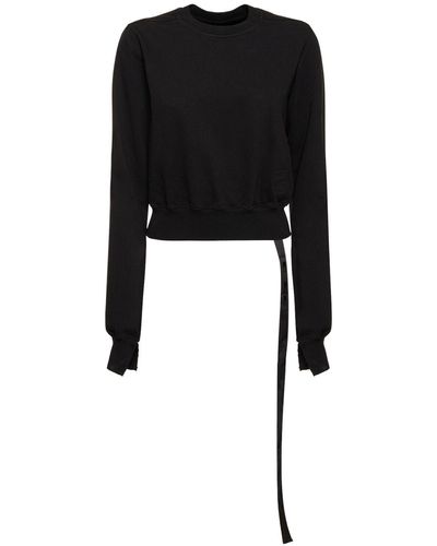 Rick Owens Cotton Jersey Cropped Sweatshirt - Black