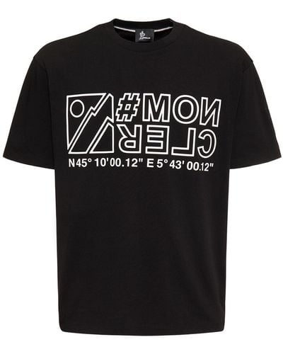 3 MONCLER GRENOBLE T-shirt en jersey de coton épais imprimé logo - Noir