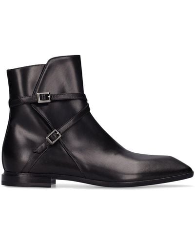 Cesare Paciotti Buckled Leather Ankle Boots - Black