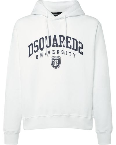 DSquared² College-hoodie Aus Baumwolljersey Mit Logodruck - Weiß