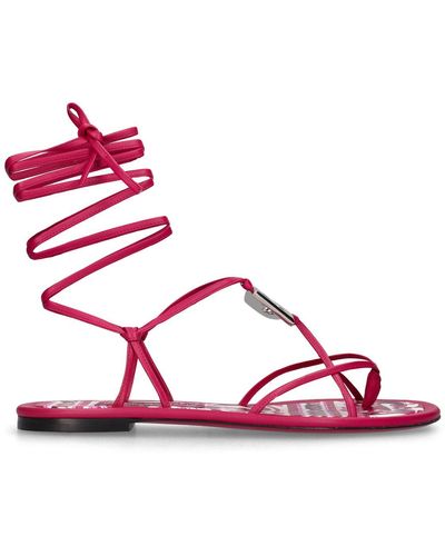 Dolce & Gabbana 10Mm Leather Flat Thong Sandals - Red