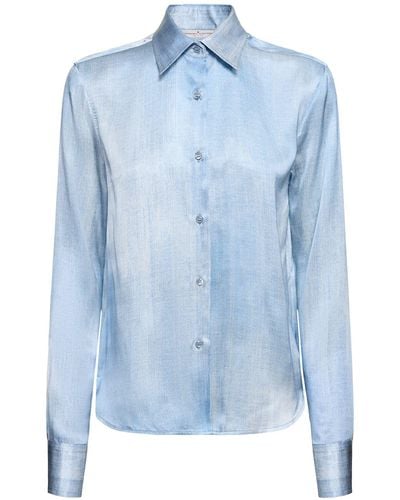 Ermanno Scervino Silk Satin Shirt - Blue