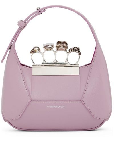 Alexander McQueen Mini Jewelled Leather Hobo - Purple