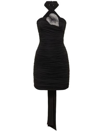 GIUSEPPE DI MORABITO Embellished Satin Mini Dress - Black