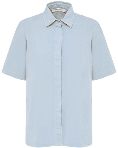 Max Mara Camisa de algodón con manga corta - Azul