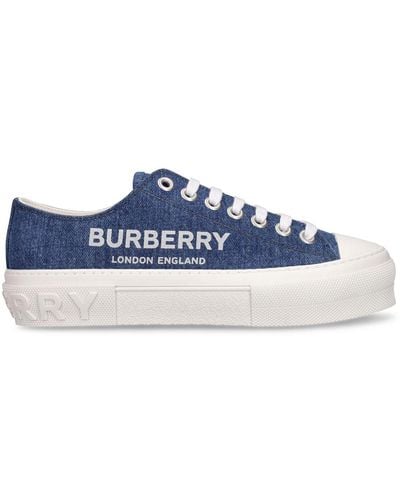 Burberry Sneakers en denim à logo - Bleu