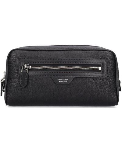 Tom Ford Logo Leather Toiletry Bag - Black