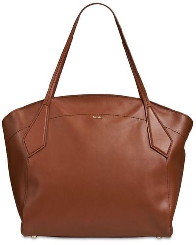 Max Mara Maxima Leather Shoulder Bag - Brown