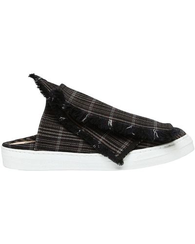 Ports 1961 20mm Layered Check Canvas Mule Sneakers - Black