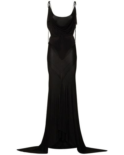 The Attico Sheer Jersey Gown - Black