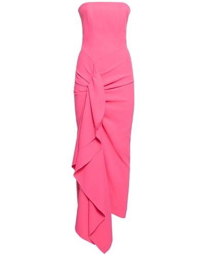 Solace London Vestido midi de crepé sin tirantes - Rosa