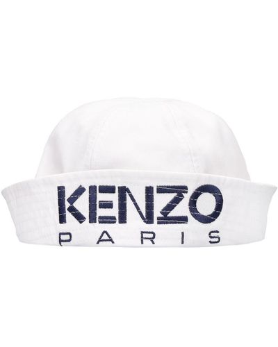 KENZO Logo Embroidery Cotton Sailor Hat - White