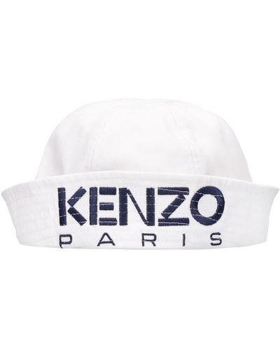 KENZO Logo Embroidery Cotton Sailor Hat - White