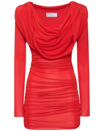 GIUSEPPE DI MORABITO Hooded Viscose Jersey Mini Dress - Red