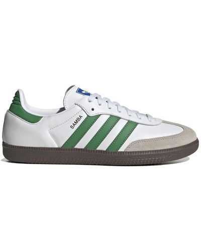 adidas Originals White And Green Samba Og Sneakers