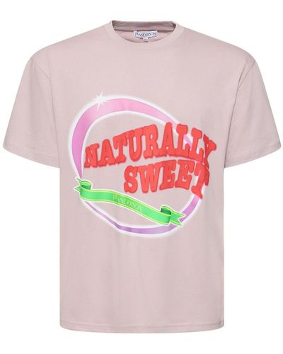 JW Anderson T-shirt Aus Baumwolljersey Mit Druck - Pink