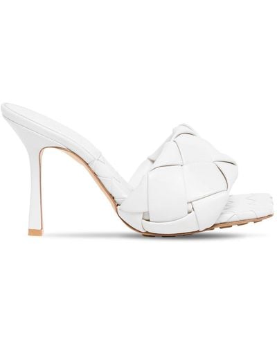 Bottega Veneta 90Mm Lido Woven Leather Slide Sandals - White