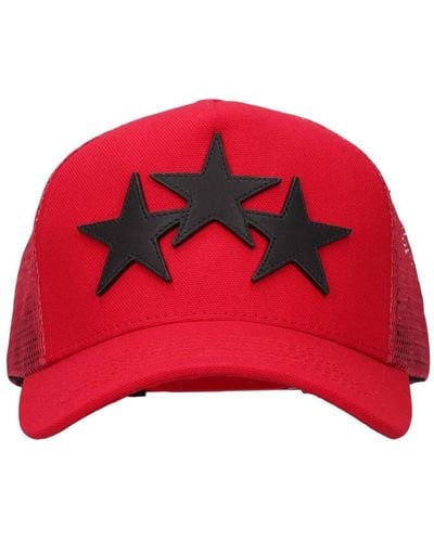 Amiri 3 Star Cotton Canvas Trucker Hat - Red