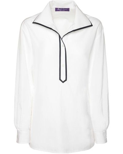 Ralph Lauren Collection Camicia "glendale" In Popeline Di Cotone - Bianco