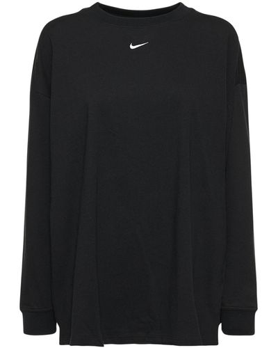 Nike Langärmeliges Shirt Aus Baumwolle Mit Logo - Schwarz