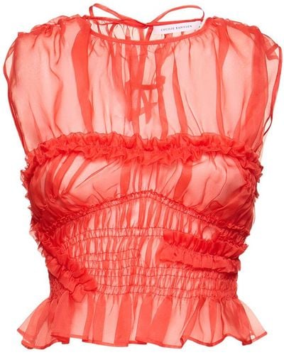 Cecilie Bahnsen Uphi Silk Organza Sleeveless Top - Red