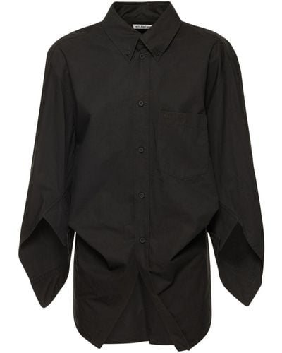 Balenciaga Twisted Swing Poplin Shirt - Black