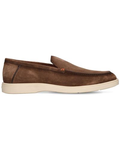 Santoni Mocassins en daim botanist - Marron