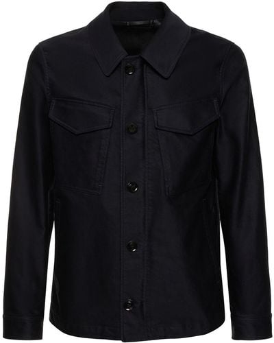Tom Ford Compact Cotton Military Field Jacket - Blue
