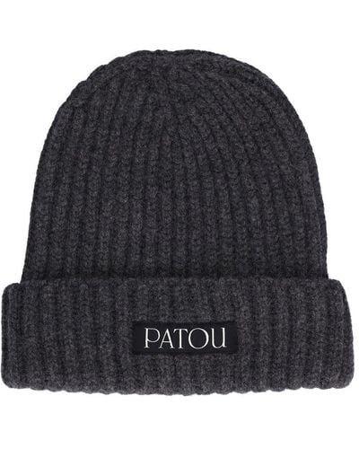 Patou Ribbed Wool & Cashmere Beanie - Blue