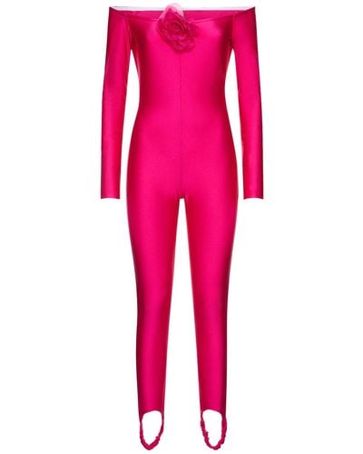 GIUSEPPE DI MORABITO Shiny Stretch Jersey Jumpsuit - Pink