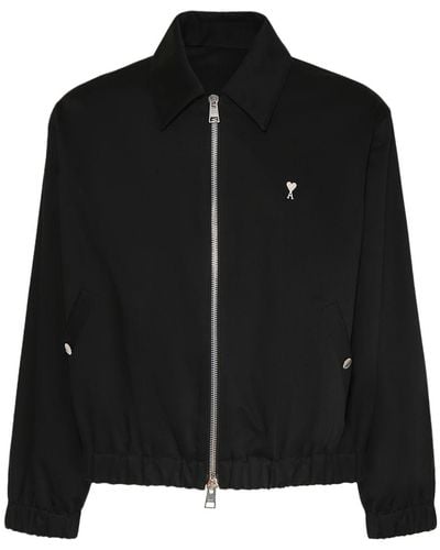 Ami Paris Adc Cotton Satin Zipped Jacket - Black