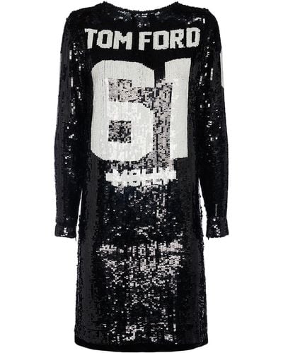Tom Ford Logo All Over Sequin Mini Dress - Black